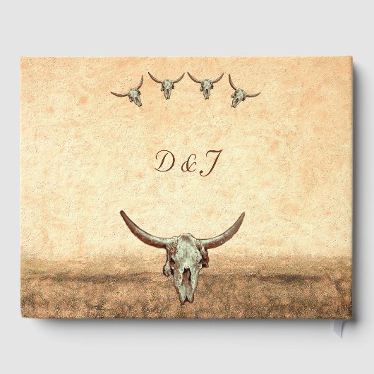 Western Rustic Wedding Country Koe Bull Skull Gastenboek (Achterkant)