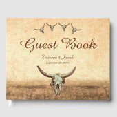 Western Rustic Wedding Country Koe Bull Skull Gastenboek (Voorkant)