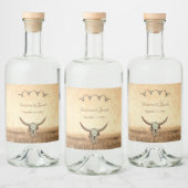 Western Rustic Wedding Country Koe Bull Skull Likeurfles Etiket (Flessen)