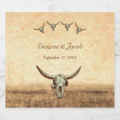 Western Rustic Wedding Country Koe Bull Skull Likeurfles Etiket (Enkel label)