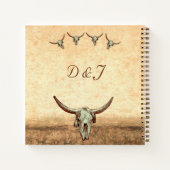 Western Rustic Wedding Country Koe Bull Skull Notitieboek (Achterkant)