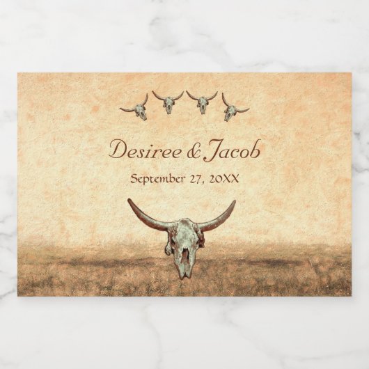 Western Rustic Wedding Country Koe Bull Skull Voedselcontainer Etiket (Enkel label)