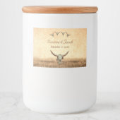 Western Rustic Wedding Country Koe Bull Skull Voedselcontainer Etiket (Voorkant)