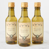 Western Rustic Wedding Country Koe Bull Skull Wijn Etiket (Flessen)