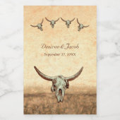 Western Rustic Wedding Country Koe Bull Skull Wijn Etiket (Enkel label)