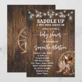 Western rustiek Baby shower Landlaarzen Kaart