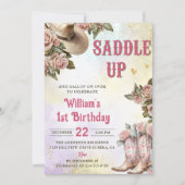 Western rustiek bloemig verjaardagsfeestje kaart (Voorkant)