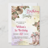 Western rustiek bloemig verjaardagsfeestje kaart (Voorkant)