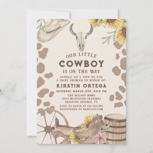 Western rustiek cowboy baby shower kaart (Voorkant)