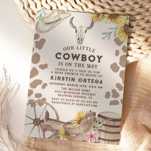 Western rustiek cowboy baby shower kaart
