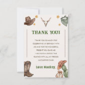 Western rustiek cowboy verjaardagsfeestje bedankkaart (Voorkant)