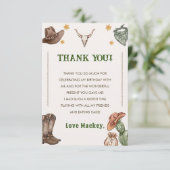 Western rustiek cowboy verjaardagsfeestje bedankkaart (Staand voorkant)