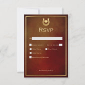 Western Rustiek Hoefijzer Bourgogne & Gold Dinner RSVP Kaartje (Voorkant)