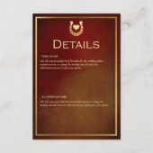 Western rustiek Hoefijzer Bourgondië & Goud Detail Informatiekaartje (Voorkant)