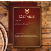 Western rustiek Hoefijzer Bourgondië & Goud Detail Informatiekaartje