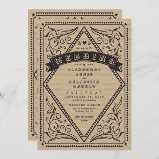 Western rustiek land QR code bruiloft Kaart (Voorkant / Achterkant)