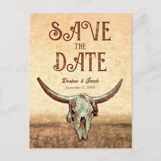 Western rustiek land rodeo opslaan de datum aankondigingskaart (Voorkant)
