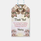 Western rustiek verjaardagsfeestje dank je wel gun cadeaulabel (Voorkant)