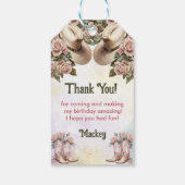 Western rustiek verjaardagsfeestje dank je wel gun cadeaulabel (Achterkant)