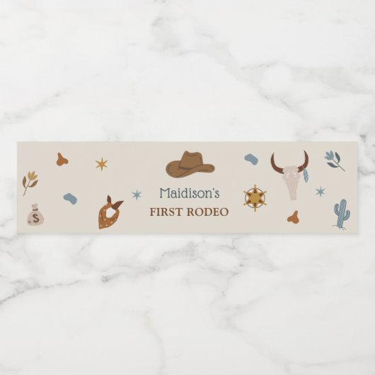 Western rustiek verjaardagsfeestje waterflesje lab waterfles etiket (Enkel label)