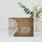 western rustig land bruiloft burlap en kant uitnodiging briefkaart (Staand voorkant)