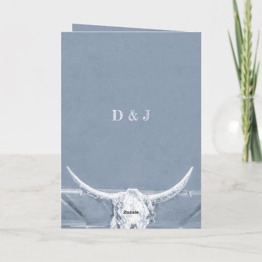 Western Rustisch Blauw Wit sparen de Datum Aankondiging (Achterkant)