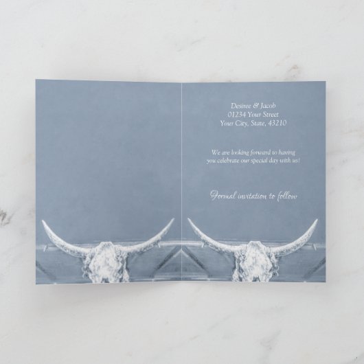 Western Rustisch Blauw Wit sparen de Datum Aankondiging (Binnen)