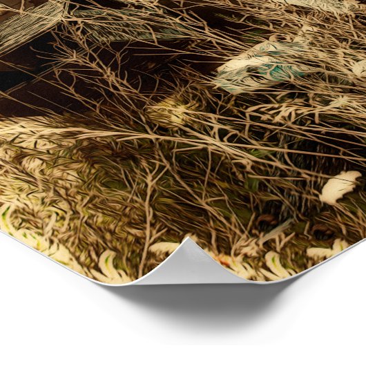 Western Rustisch Land Bruin  Boerderij Wagon Poster (Hoek)