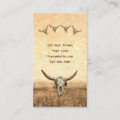 Western Rustisch Land Cowboy Koe Bull Skull Visitekaartje (Achterkant)