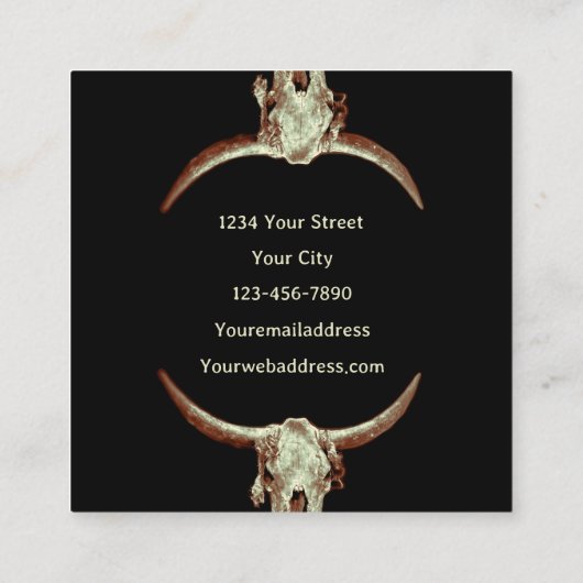 Western Rustisch Zwart Tattoo Winkelknol Vierkante Visitekaartje (Achterkant)