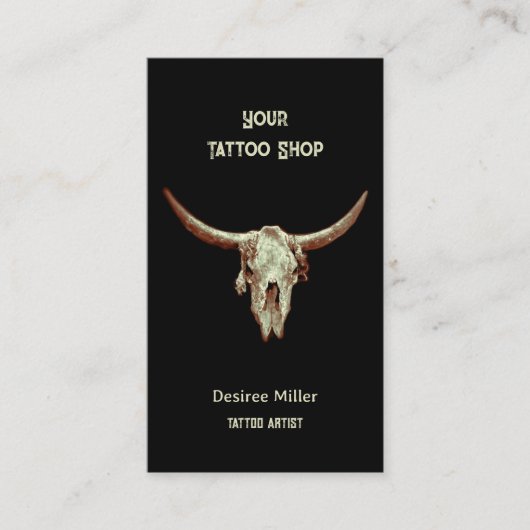 Western Rustisch Zwart Tattoo Winkelknol Visitekaartje (Voorkant)