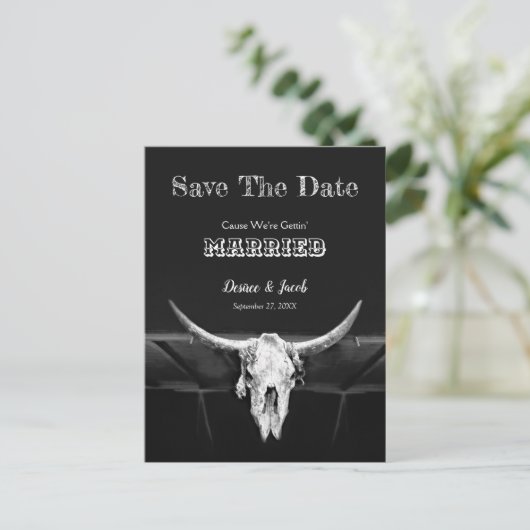 Western Rustisch zwart-wit bespaart de datum Briefkaart (Staand voorkant)