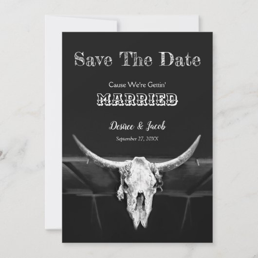Western Rustisch zwart-wit bespaart de datum Save The Date (Voorkant)