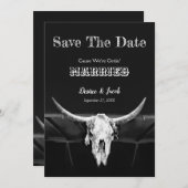 Western Rustisch zwart-wit bespaart de datum Save The Date (Voorkant / Achterkant)