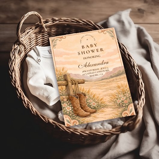 Western Saddle Desert Baby Shower Kaart