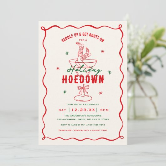 Western Saddle Up Holiday Hoedown Party Kaart (Staand voorkant)