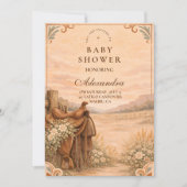 Western Saddle Wildflower Baby Shower Kaart (Voorkant)