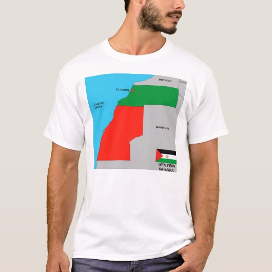 western sahara - land politieke zwarte kaart t-shirt (Voorkant)