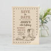 Western Save The Date, Cowboy 50ste verjaardag Date (Staand voorkant)