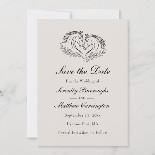 Western Save the Date Horse Rustieke bruiloft Aankondiging (Voorkant)