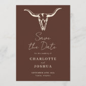 Western Save the Date | Rustic Boho Cow Skull (Voorkant)