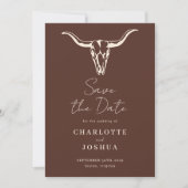 Western Save the Date | Rustic Boho Cow Skull (Voorkant)