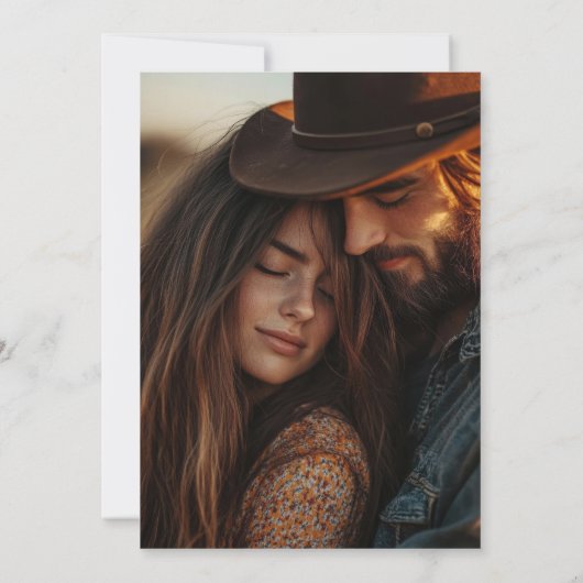 Western Save the Date | Rustic Boho Cow Skull (Achterkant)