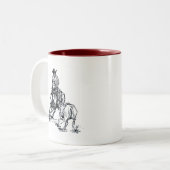 Western schetsontwerp voor snijpaarden tweekleurige koffiemok (Voorkant links)