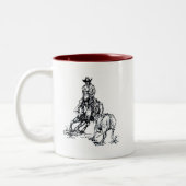 Western schetsontwerp voor snijpaarden tweekleurige koffiemok (Links)