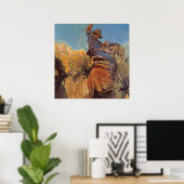 Western schilderen "Horse Jumping from Snake" Poster (Thuiskantoor)