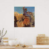 Western schilderen "Horse Jumping from Snake" Poster (Keuken)