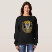 Western Serape Cow Skull Print Sunflower Leopard T Trui (Voorkant volledig)