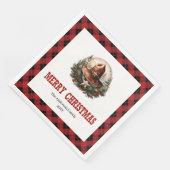 Western sheriff's badge red black Christmas napkin Servet (Hoek)