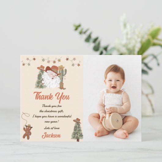 Western Sinterklaas Kerstfeest Bedankt Kaart Foto (Staand voorkant)